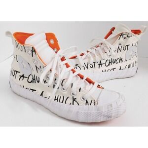 Converse All Star High Top Canvas Shoes Not a Chuck UNT1TL3D White Orange 6.5